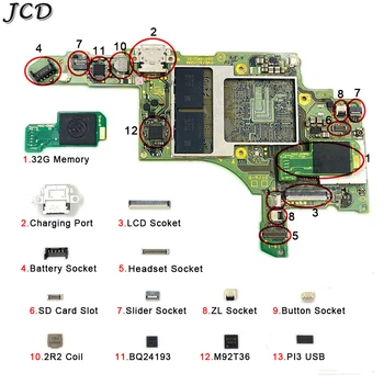 JCD для консоли Switch NS, порт зарядки памяти 32G, ЖК-разъем, гнездо для аккумуляторной карты, катушка индуктивности 2R2, микросхема IC