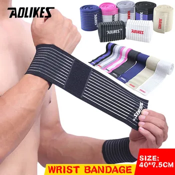 AOLIKES 1 шт. хлопковый эластичный бинт для рук Спортивный браслет для занятий в тренажерном зале, поддерживающий запястье Бандаж, обертывание для защиты запястья поясом