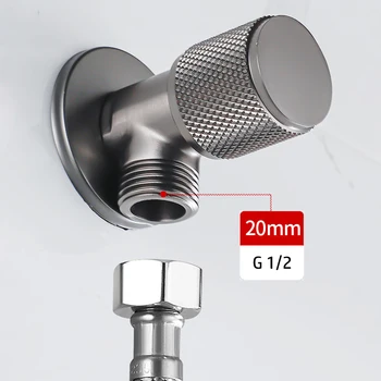 Латунный Угловой клапан Серый Впускной клапан Выпускной клапан для ванной комнаты G1 / 2 Отвод раковины для раковины для кухни Смесители для умывальника