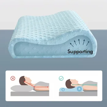 Подушка для шеи с эффектом памяти для сна -Мягкая Поддерживающая подушка для защиты шеи для спальни - Уменьшает боль в шее и улучшает качество сна