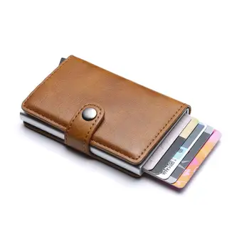 Высококачественный ID держатель для кредитной карты, кошелек из металла, кожи, алюминия, коробка для коммерческих банковских карт, держатель для карт, кошелек для монет