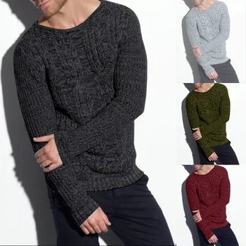 2023 Осенне-зимний Новый свитер для мужчин, однотонный вязаный свитер с круглым вырезом и длинным рукавом для мужчин
