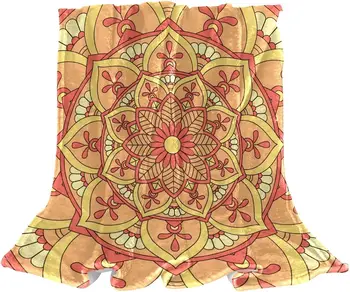 Флисовое одеяло для постельного белья, декоративное украшение для пола дивана в спальне, богемная мандала, винтажное искусство в виде цветка апельсина.