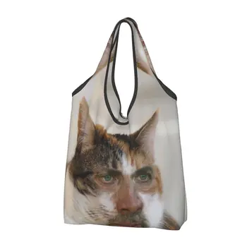 Многоразовая сумка для покупок с котом Николасом Кейджем, женская сумка-тоут, портативные сумки для покупок с продуктами