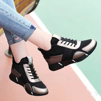 Новая женская обувь на платформе 2023, Осенняя мода, женские массивные кроссовки на шнуровке, уличные женские повседневные кроссовки для пеших прогулок