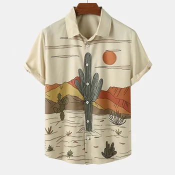 Гавайская рубашка для мужчин с коротким рукавом, модный принт 