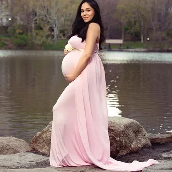 Хлопок+шифон длинные платья материнства Shoulderless беременных женщин, длинное платье для душа ребенка беременность платье фотографии реквизит