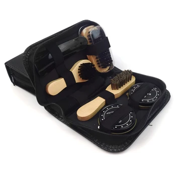 Набор для ухода за обувью в элегантном футляре из искусственной кожи, деловой кожаный набор для чистки обуви