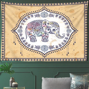 Украшение в виде индийского слона, Мандала, Религиозный богемный гобелен, Настенная ткань с животными, Гобелен для спальни