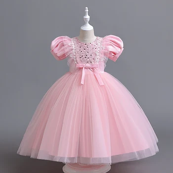 MQATZ/ Детская одежда для девочек-цветочниц, детская принцесса, вечеринка, выпускной бал, Белое Свадебное Летнее платье подружки невесты, Розовое бальное платье