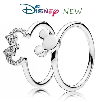 2024 Новое кольцо для пары в форме милого Микки Диснея, Свадебные модные украшения, Мультяшная мышь, кольцо с пластиной, Ювелирный подарок