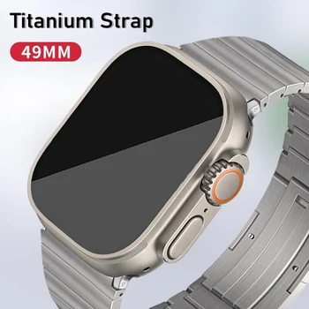 Ремешок из титанового сплава для Apple Watch Ultra 2 49 мм 9 8 7 6 5 4 SE Ремешок для iWatch Серии 41 45 мм 40 42 44 мм Роскошный браслет-звено