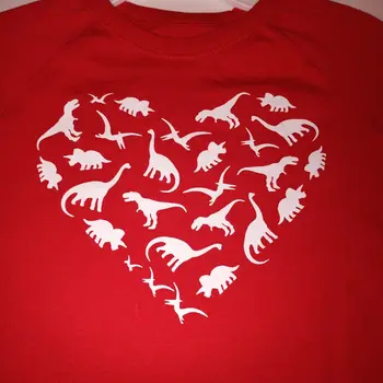 Идея подарка на День Святого Валентина в виде Футболки с изображением Сердца Динозавров для Малышей на 24 месяца