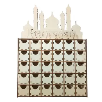 Деревянный ящик из МДФ Ид Рамадан Мубарак Адвент-Календарь Мусульманские Исламские Украшения