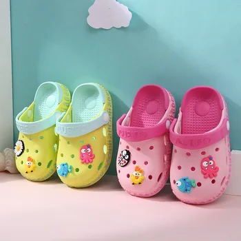 Летняя детская обувь с отверстиями Для детей, приятный нескользящий мягкий пол, пляжные сандалии в картонной упаковке для мальчиков и девочек