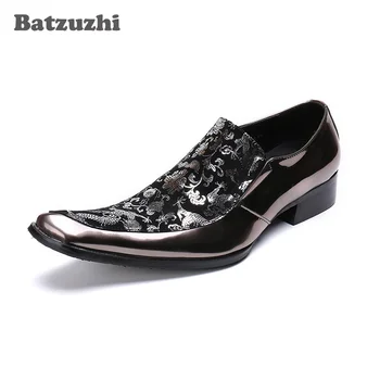Batzuzhi/ Мужская Обувь Ручной работы Итальянского типа, zapatos de hombre, Мужская Официальная Кожаная Обувь, Мужская Обувь для вечеринок и свадеб, US12