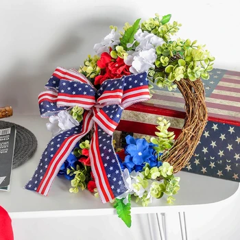 Венок на День независимости, Цветочный бант, Патриотический подарок ко Дню ветеранов для украшения входной двери, подарок на 4 июля