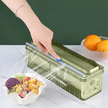 Диспенсер для пищевой пленки, Многоразовая коробка для резки кухонной пленки с ползунком для алюминиевой фольги, коробка для резки вощеной бумаги