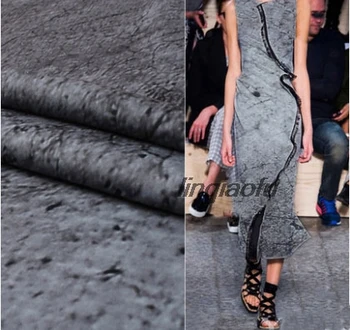 Тонкий микроэластичный объемный хлопок с имитацией цементной цветной печати модная ткань для платья