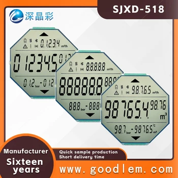 Сегментированный жидкокристаллический ЖК-дисплей SJXD-518 FSTN с положительным многоугольником, установленный в автомобиле приборный экран, источник питания 3,0 В