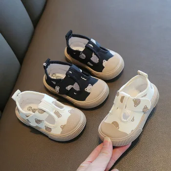 Весенне-осенняя Парусиновая Обувь Детская Обувь Мультяшная Обувь для ходьбы на мягкой подошве Для мальчиков и девочек Детская Обувь Детская Обувь