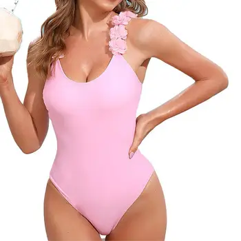2023, Новый модный женский купальник, однотонные купальники с рюшами, цельный монокини, купальный костюм с открытой спиной, сексуальная пляжная одежда