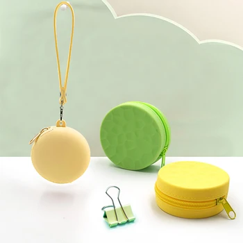 Японский минималистичный силиконовый кошелек для монет, круглый брелок с высоким внешним видом, кошелек карамельного цвета для детей