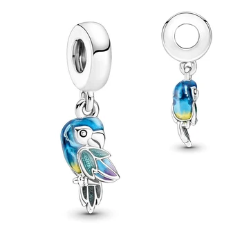 Jungle Paradise Parrot Подвесной Шарм Подходит для оригинального базового браслета Pandora Cute Beads DIY Women Jewelry Gift