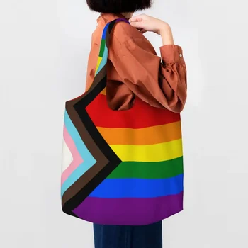 Печатный флаг гордости ЛГБТ-прогресса, сумка для покупок, сумки для гей-парадов, сумки для фотографий, подарки