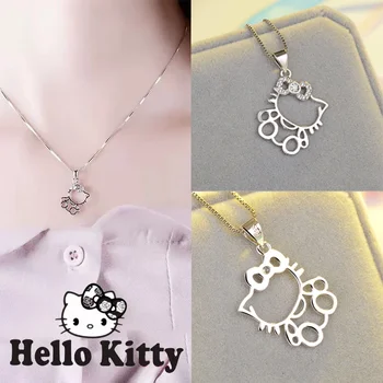 Ожерелье Sanrio Hello Kitty, Мультяшная цепочка с подвеской, цепочки на шею для девочек, женские креативные Аксессуары, Милые украшения для вечеринок, Милые подарки