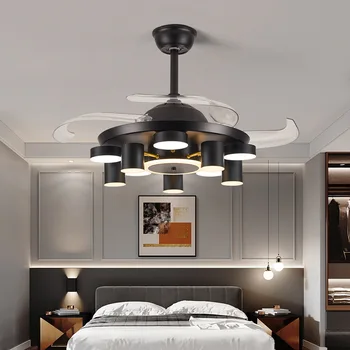 Невидимый вентилятор света бытовая гостиная столовая спальня потолочный светодиодный вентилятор люстра современный минималистский большой ветровой вентилятор