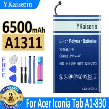 6500 мАч YKaiserin Аккумулятор Для Acer Iconia Tab A1-830 A1311 A1 830 Высокой Емкости Bateria + Трек-код