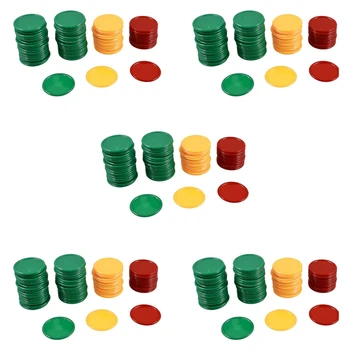Красные, желтые, зеленые Мини-фишки для покера круглой формы, реквизит для счастливой игры, 345 шт.
