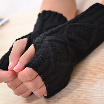 Вязаные перчатки на полпальца Женские теплые мягкие шерстяные зимние перчатки Handschoenen Варежки для девочки Guantes Invierno