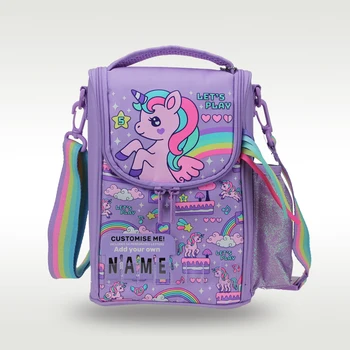 Австралия, Оригинальная детская сумка для ланча Smiggle, сумка-мессенджер для девочек, фиолетовый Единорог, Каваи, Водонепроницаемая изоляция, пакет со льдом, 9 дюймов