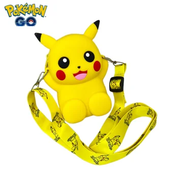 Аниме-периферия Pokemon Pikachu Kawaii Cute Cartoon Детская сумка-мессенджер Креативный Кошелек для монет Силиконовая Сумка для хранения Оптом