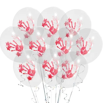 10шт Воздушный шар на Хэллоуин, прозрачный отпечаток руки крови, латексный воздушный шар, воздушный шар ужасов, Пасхальный забавный воздушный шар для украшения вечеринки ужасов