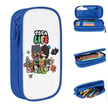 Игровой пенал Toca Life World, милая мультяшная сумка для ручек для студентов, Большая коробка для хранения, школьный косметический пенал для карандашей