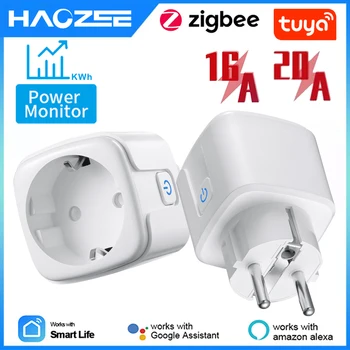 Tuya Smart Zigbee Plug 16A EU Розетка Измеритель мощности 3680 Вт Совместим с Alexa и Tuya Hub