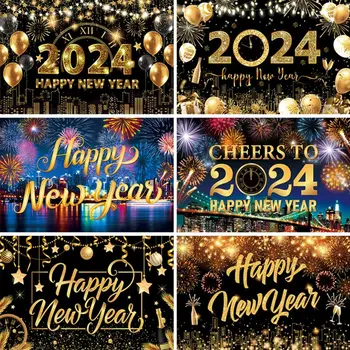 2024 Новогодний Тематический фон Баннер 180x115 см С Новым годом, фон для фотосъемки, декор для домашней вечеринки