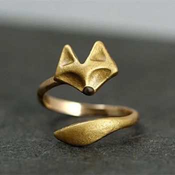 Женское кольцо Little Fox Открытое Регулируемое Кольцо Золотого цвета для Новобрачных Обручальные Кольца Для женщин Ювелирные Изделия