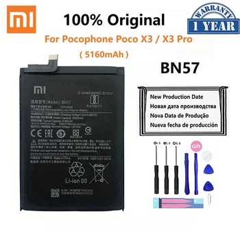 100% Оригинальный аккумулятор Xiao mi BN57 Емкостью 5160 мАч для телефона Xiaomi Pocophone X3 Poco X3 Pro, сменные батареи Bateria